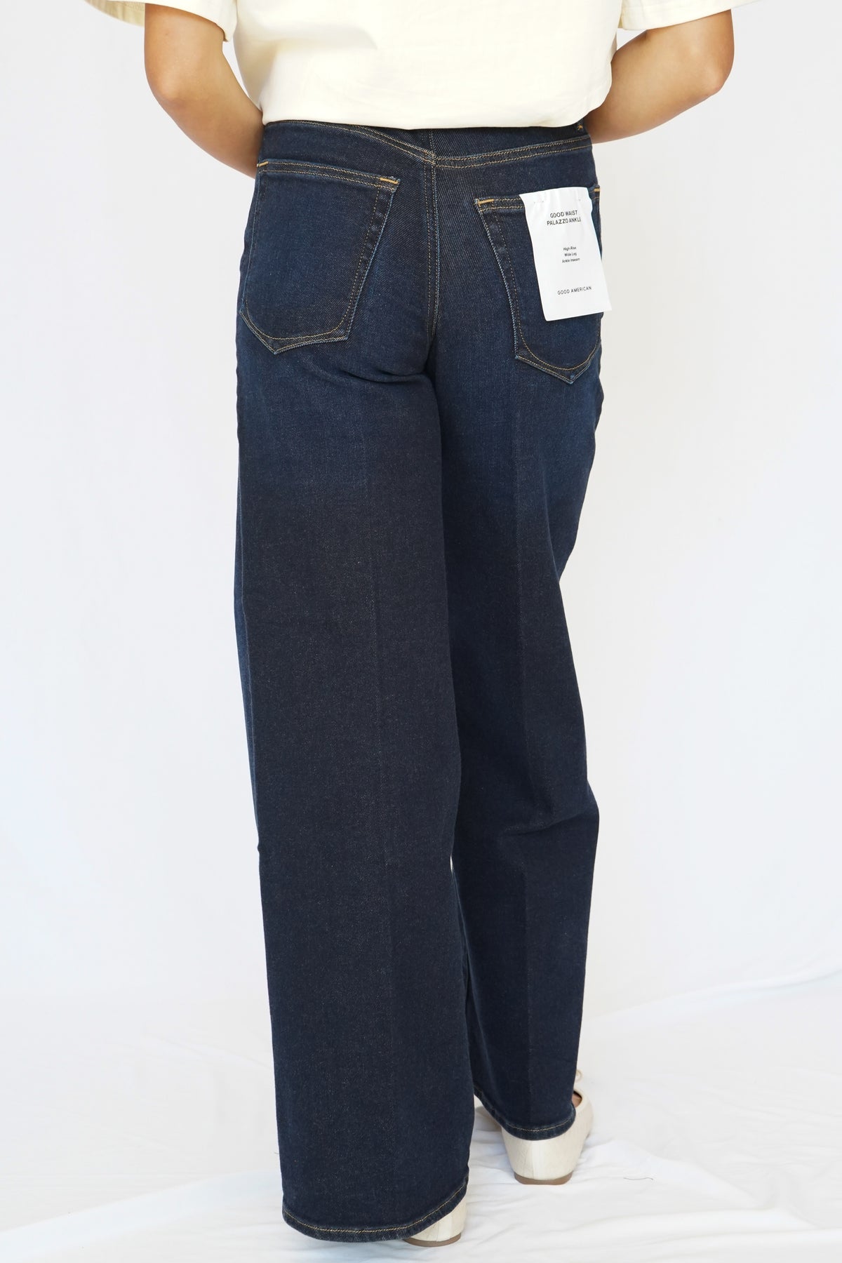 Good American Good Waist Palazzo Ankle Jeans