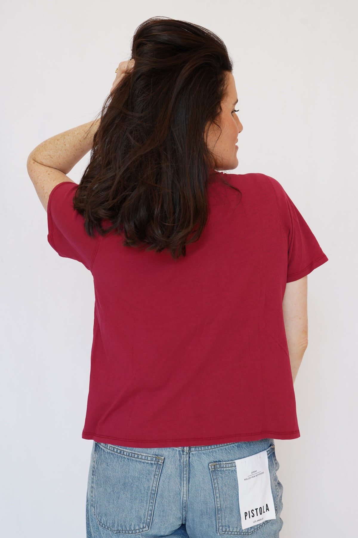 Oliva V-Neck Tee in Bramble Berry