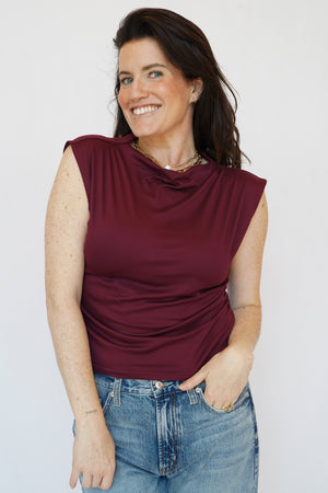Stevie Boat Neck Top in Burgundy