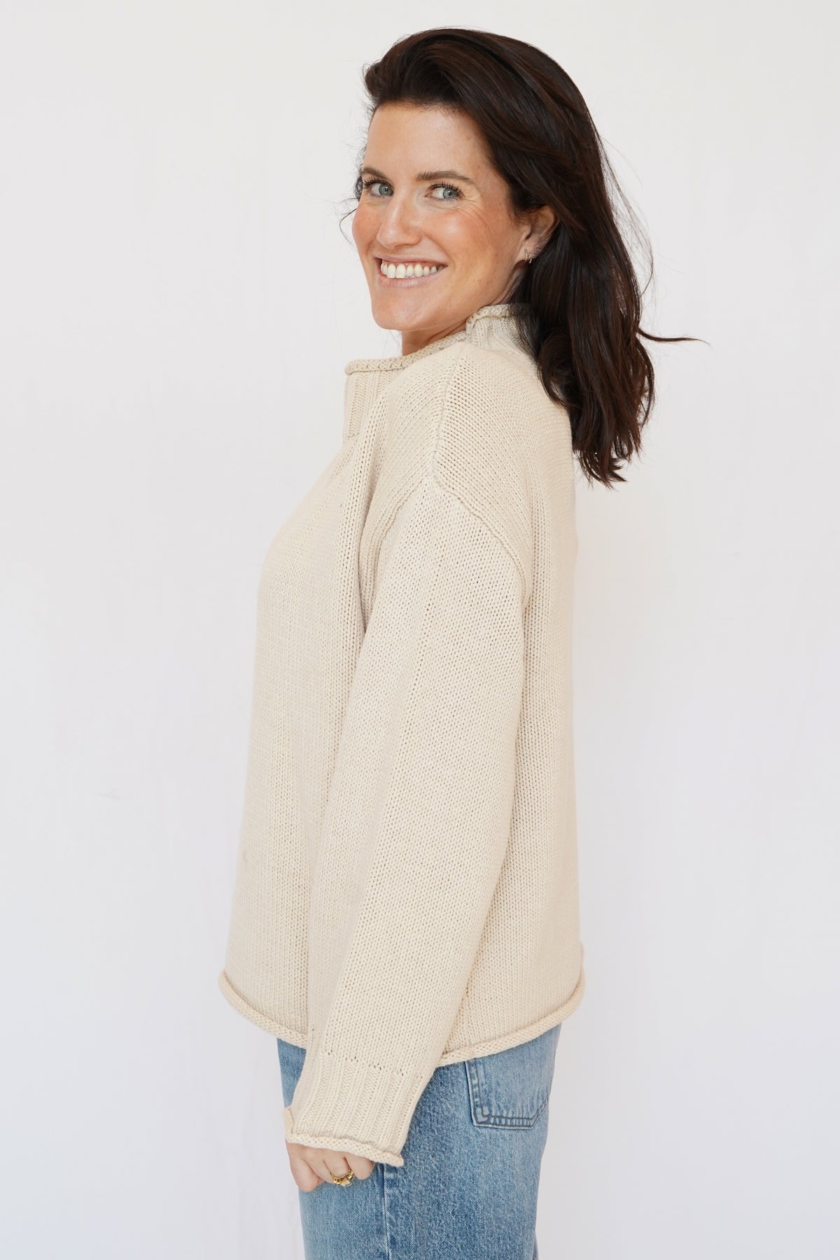 Linds Mock Neck Sweater in Cream