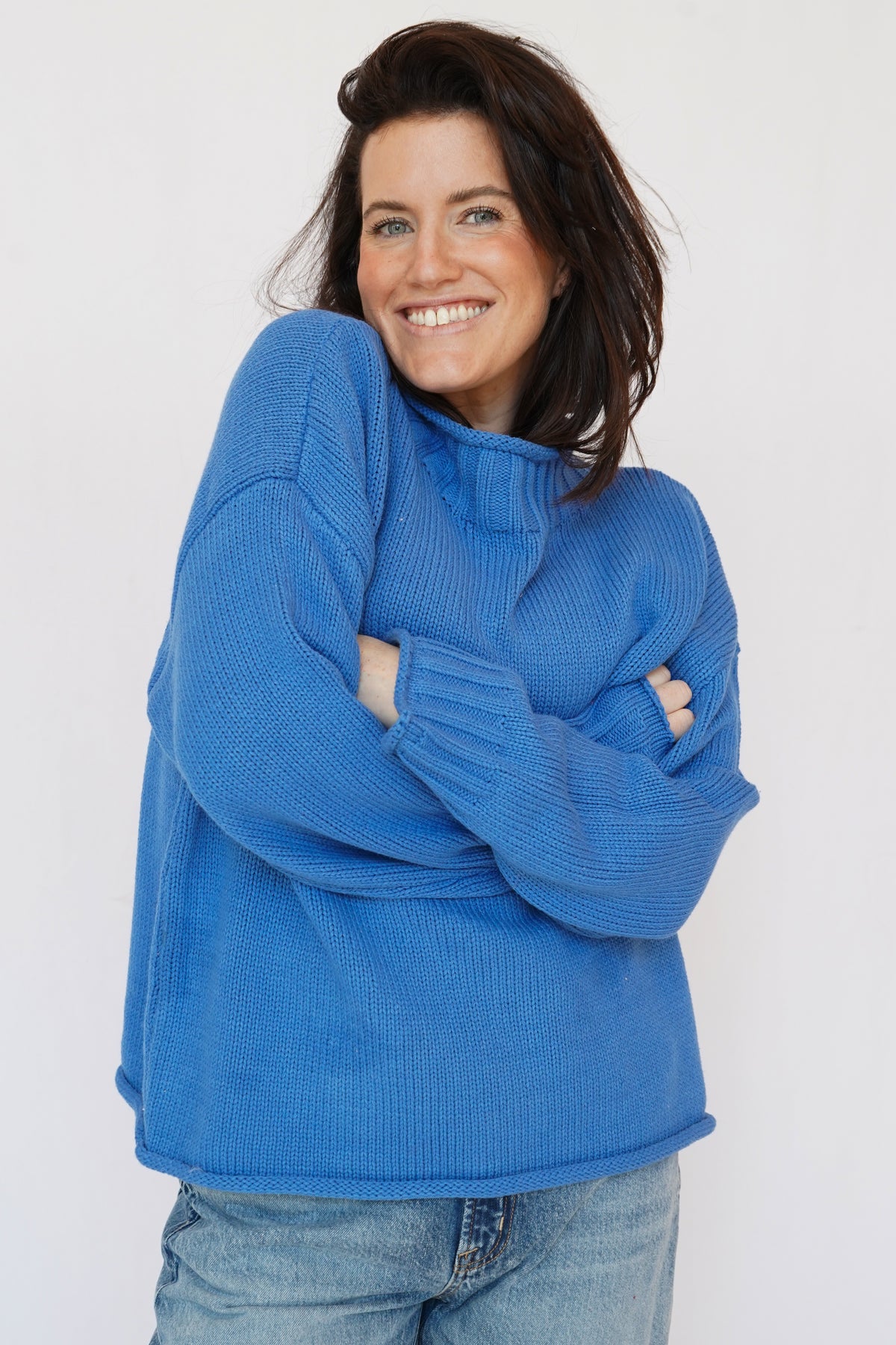 Linds Mock Neck Sweater in Blue