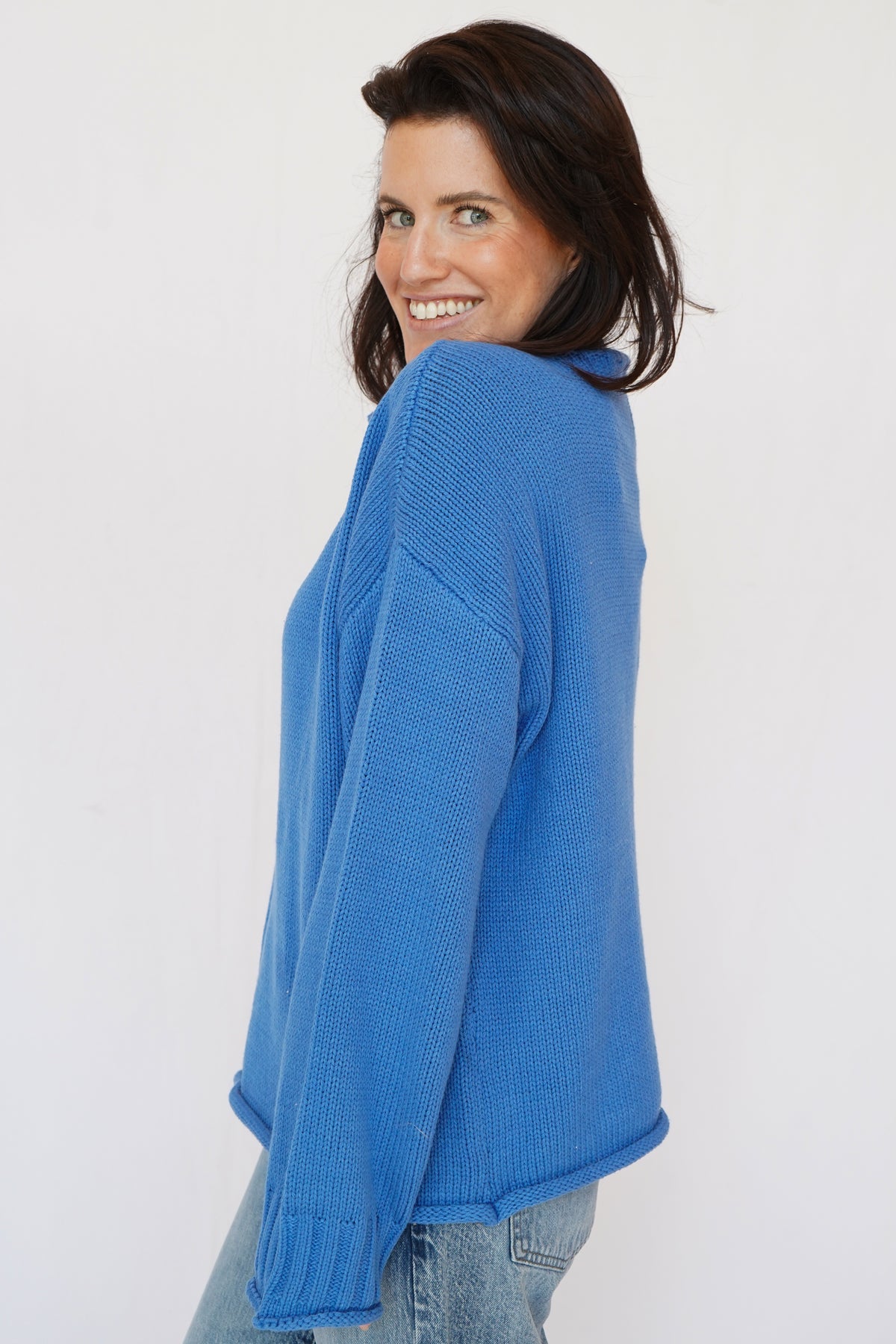 Linds Mock Neck Sweater in Blue