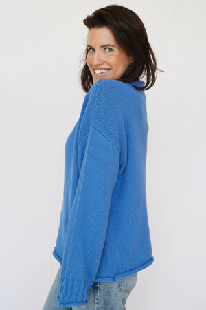 Linds Mock Neck Sweater in Blue