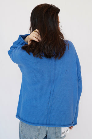 Linds Mock Neck Sweater in Blue