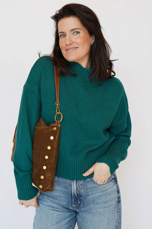 Ellie Mock Neck Sweater in Pine
