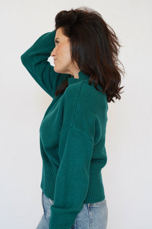 Ellie Mock Neck Sweater in Pine