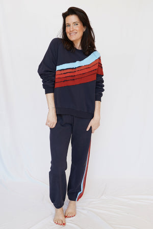 Miley Stripe Sweatshirt in Navy