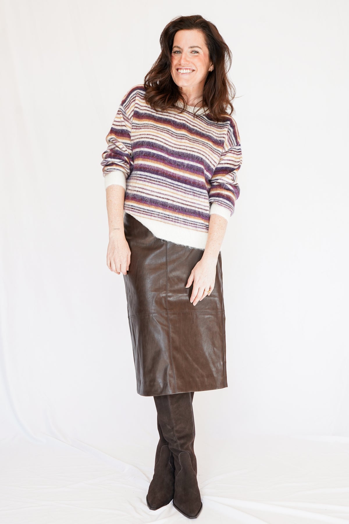 Bella Dahl Crew Neck Sweater in Ember Stripe