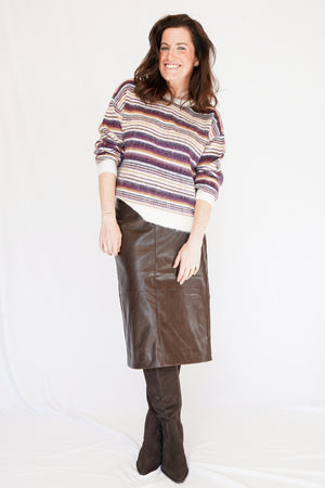Bella Dahl Crew Neck Sweater in Ember Stripe