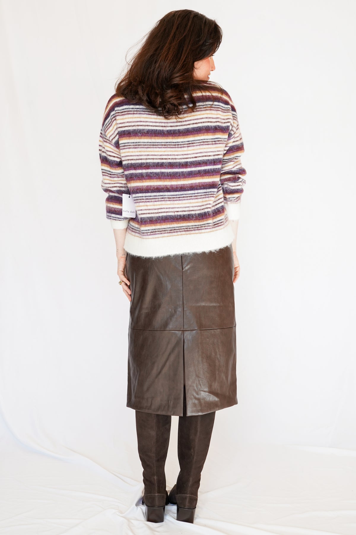 Sienna Faux Leather Pencil Skirt in Brown