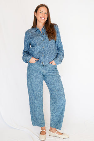 Delaney Pants In Medium Wash Paisley