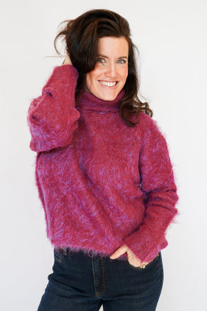 Bella Dahl Turtle Neck Sweater in Fuschia Cloud
