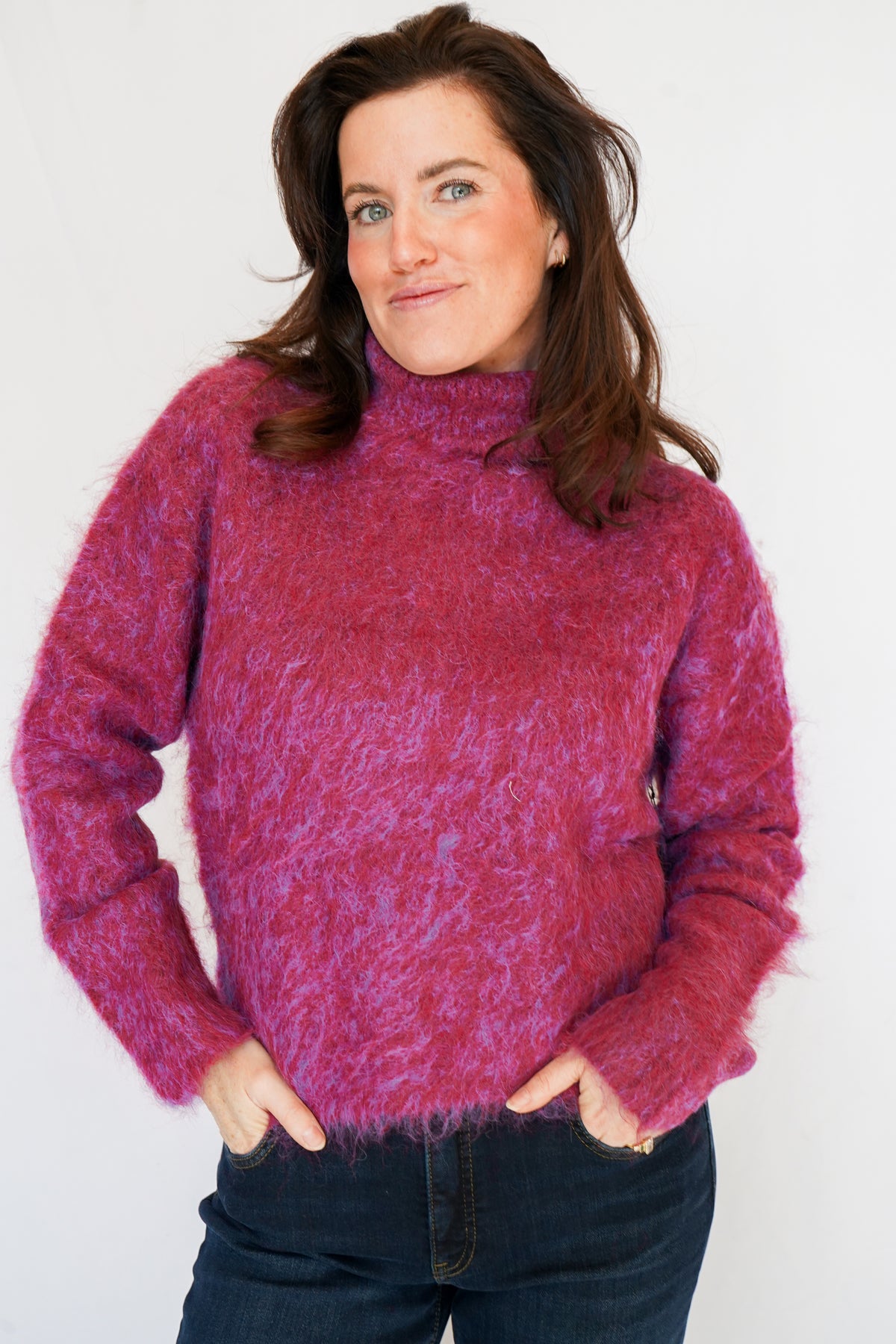 Bella Dahl Turtle Neck Sweater in Fuschia Cloud