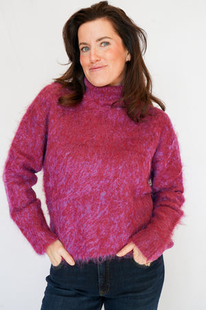 Bella Dahl Turtle Neck Sweater in Fuschia Cloud