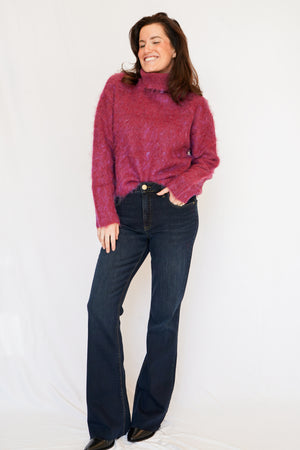 Bella Dahl Turtle Neck Sweater in Fuschia Cloud
