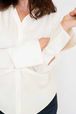 Canal Pleat Front Shirt in Ivory