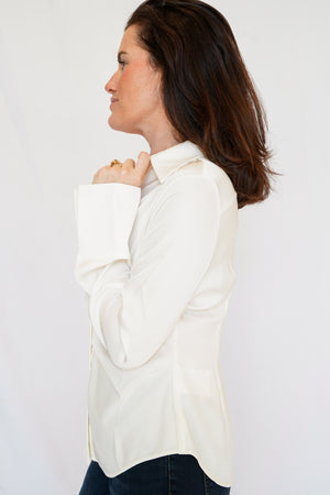 Canal Pleat Front Shirt in Ivory