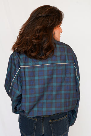 Millie Plaid Zip-Up Jacket in Teal Navy Black