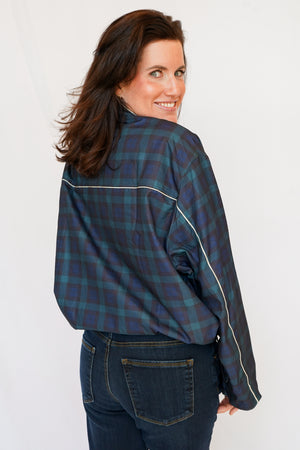 Millie Plaid Zip-Up Jacket in Teal Navy Black