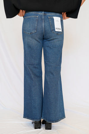 Pistola Vivian Mid Rise Wide Leg Jean in Blue Depths