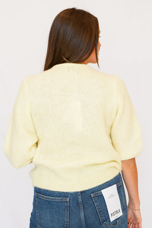 American Dreams Susan Short Sleeve Cardigan in Light Yellow