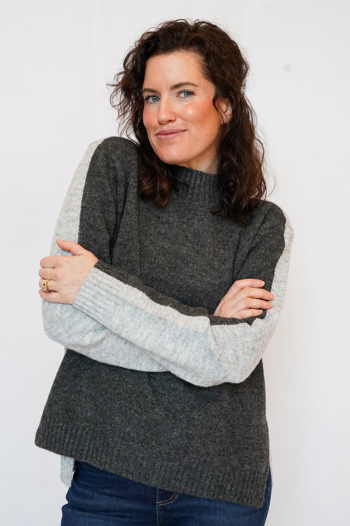 Two Toned Sweater in Grey