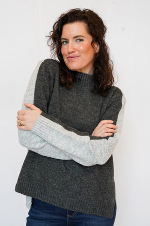 Two Toned Sweater in Grey