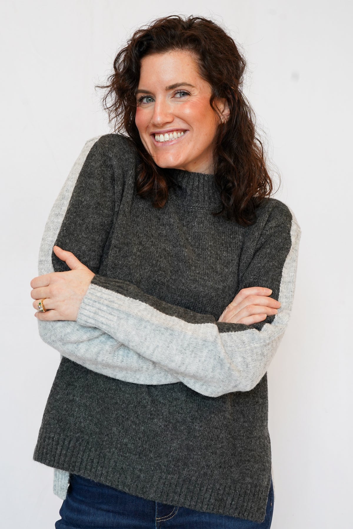 Two Toned Sweater in Grey