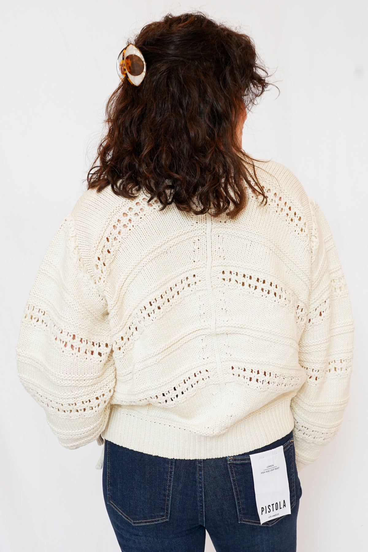 Cinched Sleeve Sweater in Off White