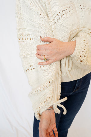 Cinched Sleeve Sweater in Off White