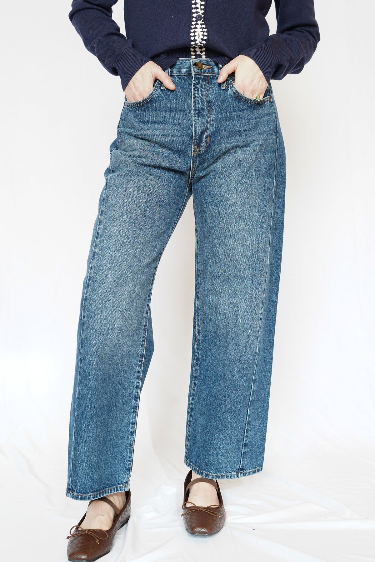 Just Black Denim Barrel Jean Twist Dark Denim