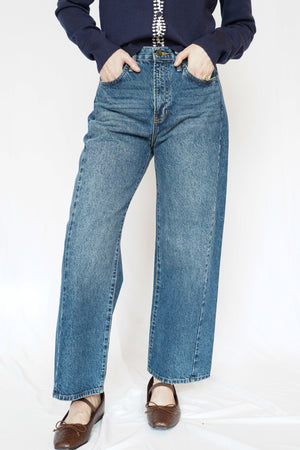 Just Black Denim Barrel Jean Twist Dark Denim