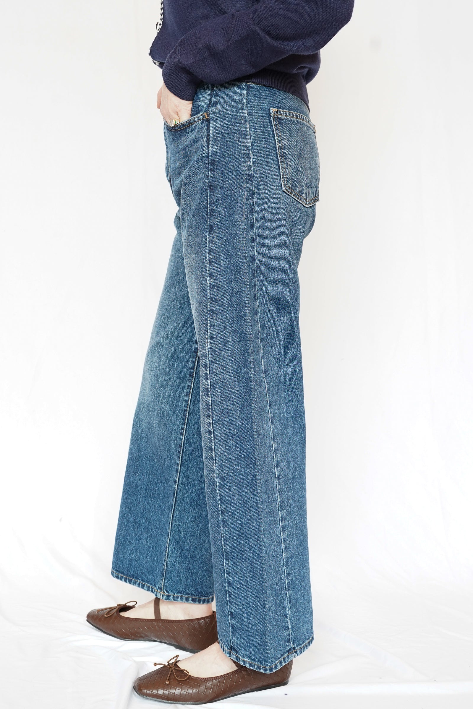 Just Black Denim Barrel Jean Twist Dark Denim
