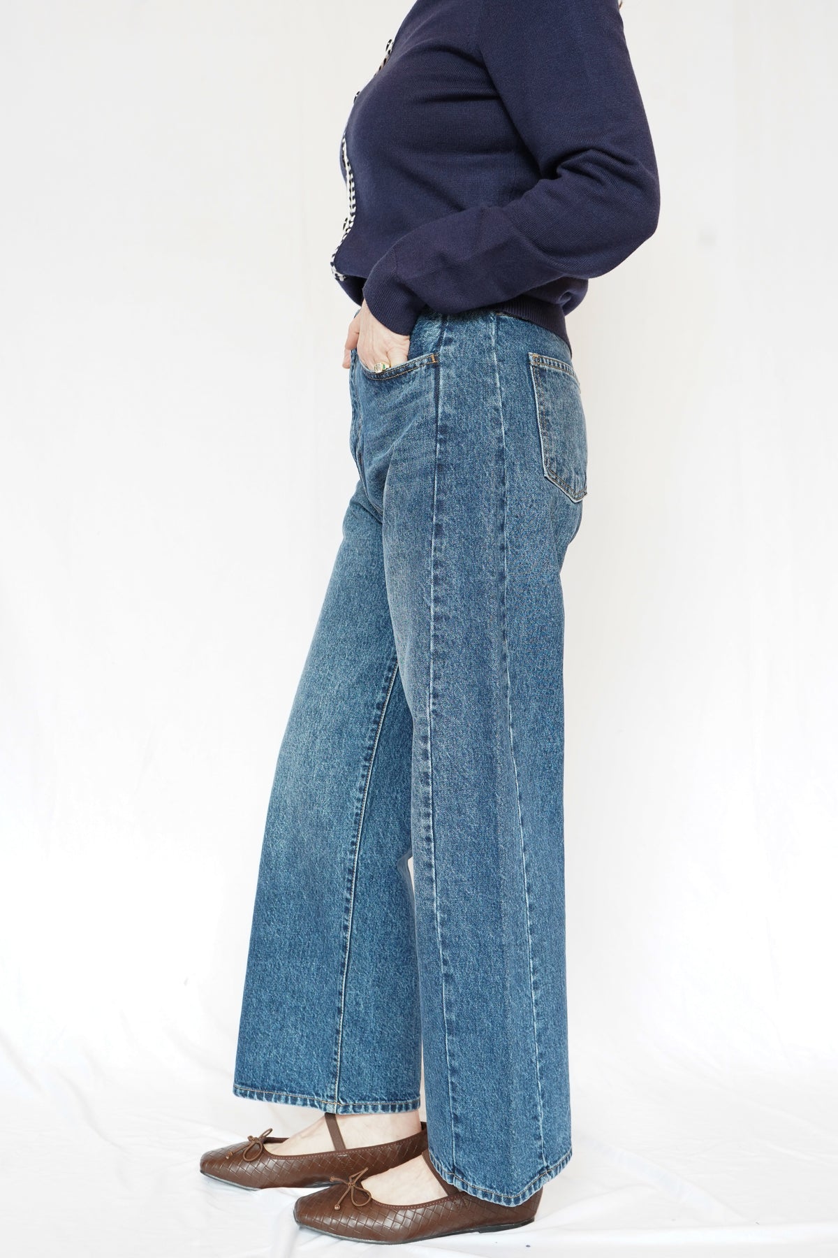 Just Black Denim Barrel Jean Twist Dark Denim