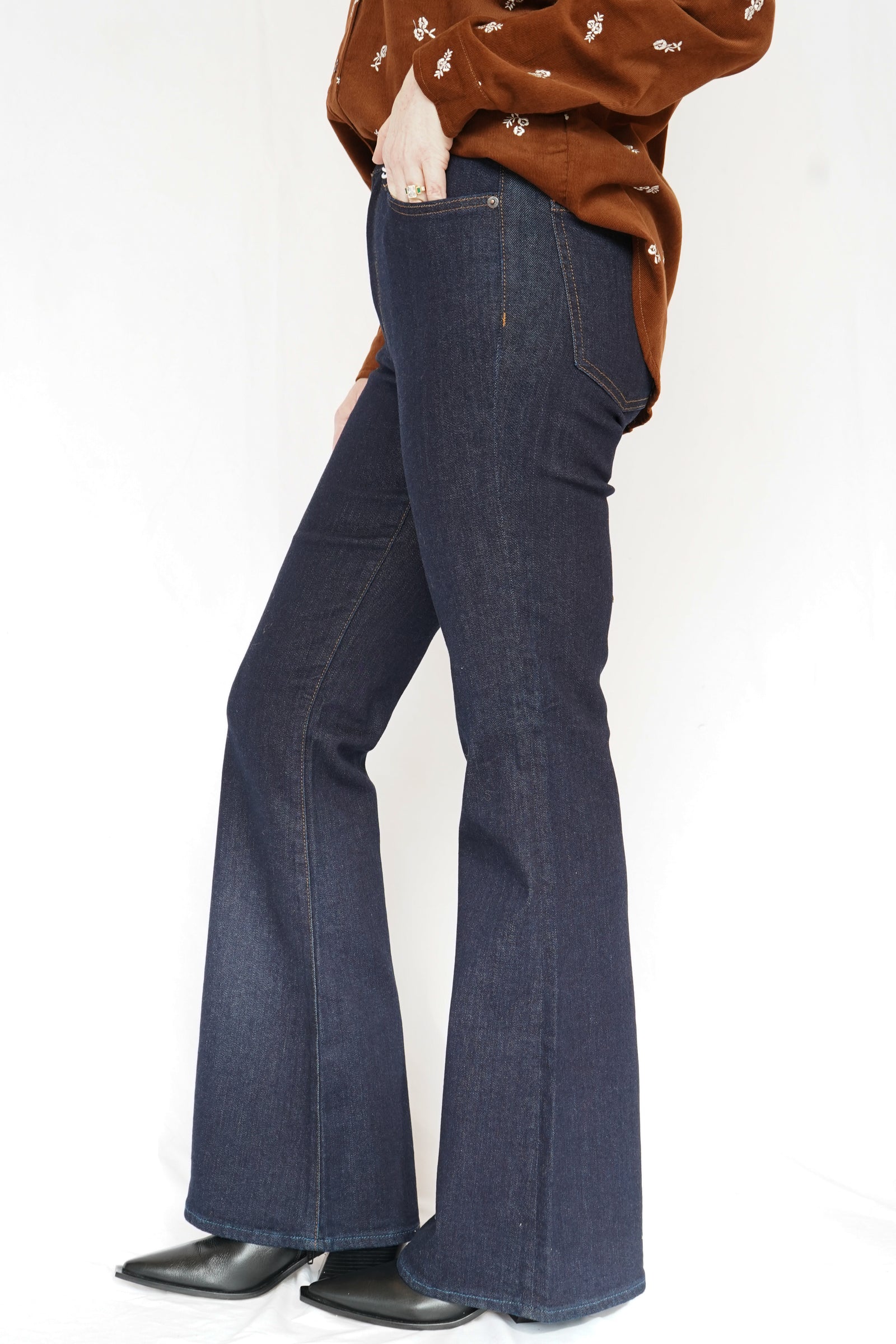 Pistola Kinsley Mid Rise Ultra Flare Jeans in Night Flight