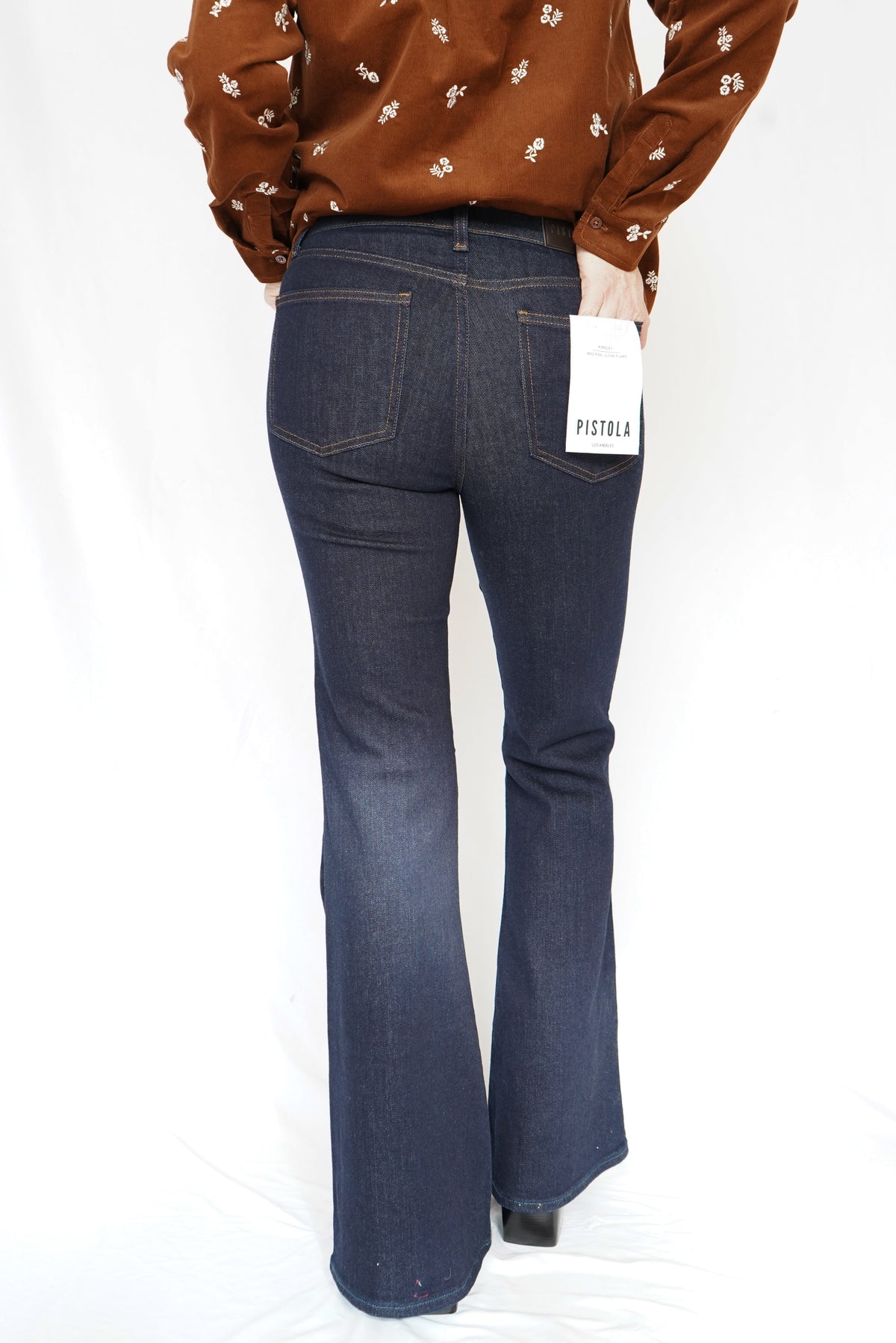 Pistola Kinsley Mid Rise Ultra Flare Jeans in Night Flight