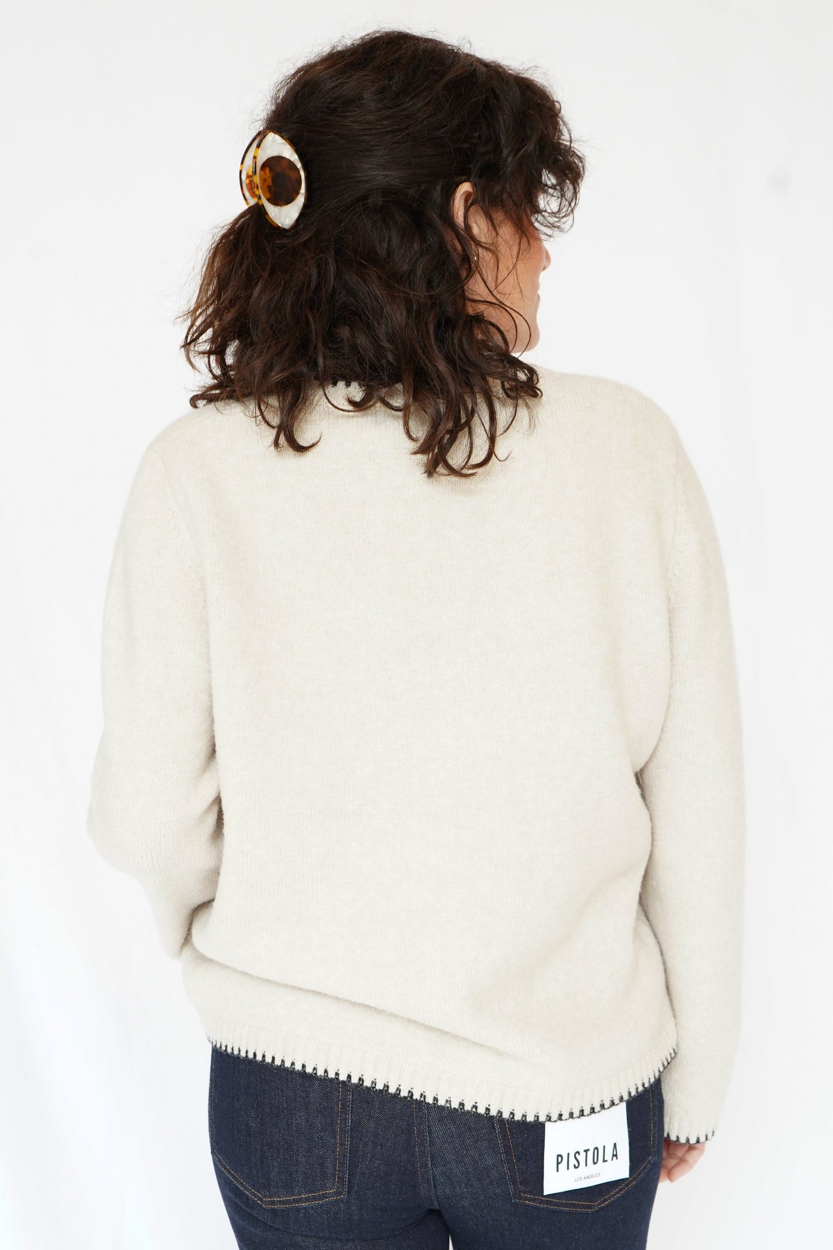 Picot Stitch Cardigan in Ecru