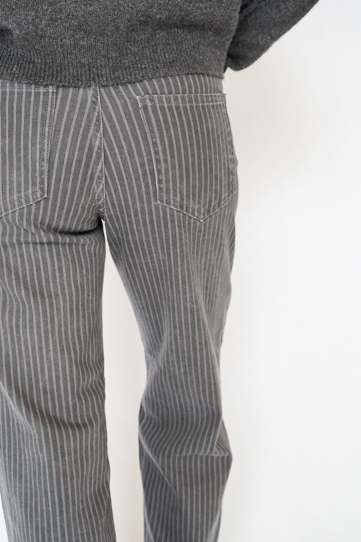 Just Black Denim Grey Stripe Straight Leg Pants