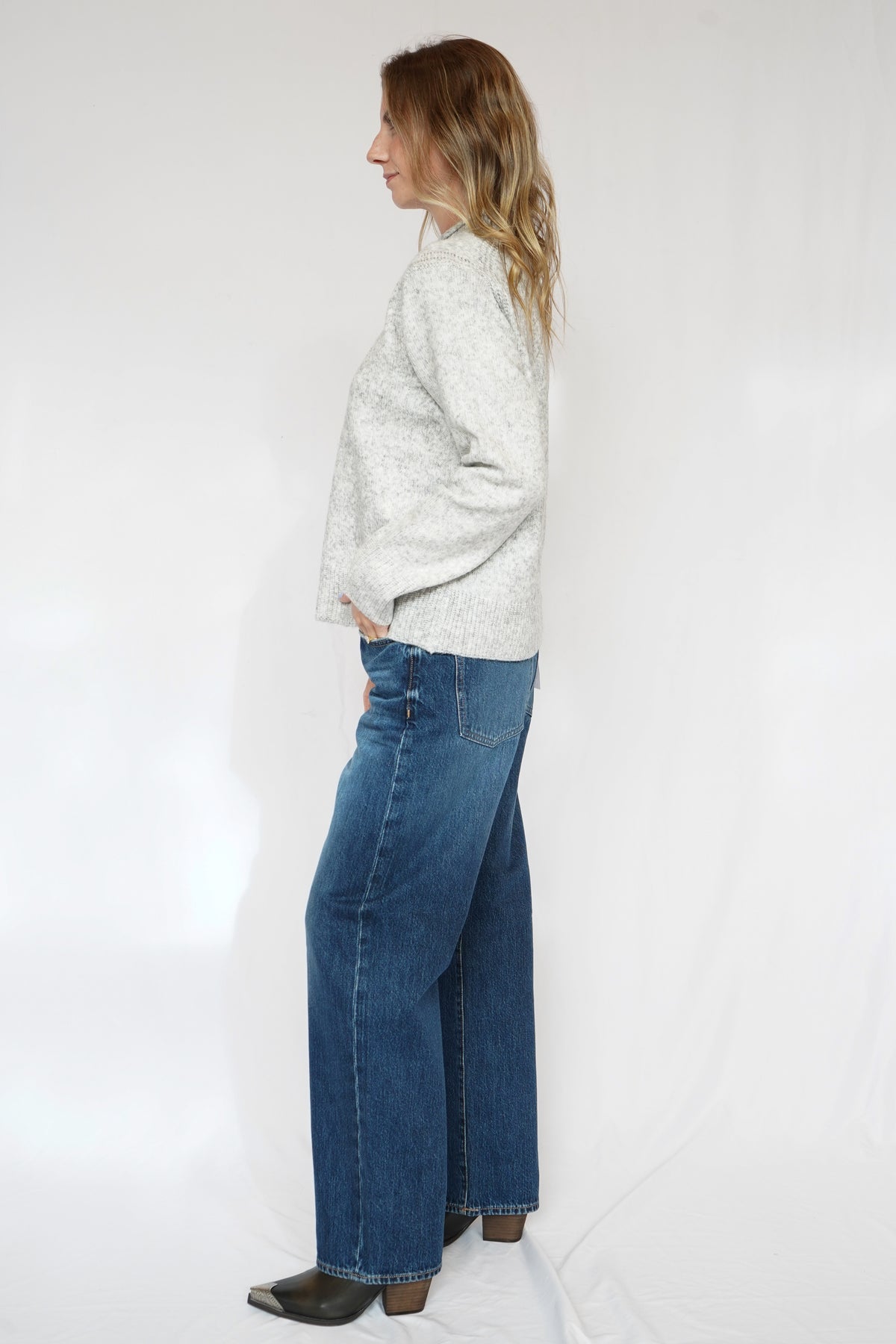 Alex Classic Wool Blend Sweater in Heather Grey