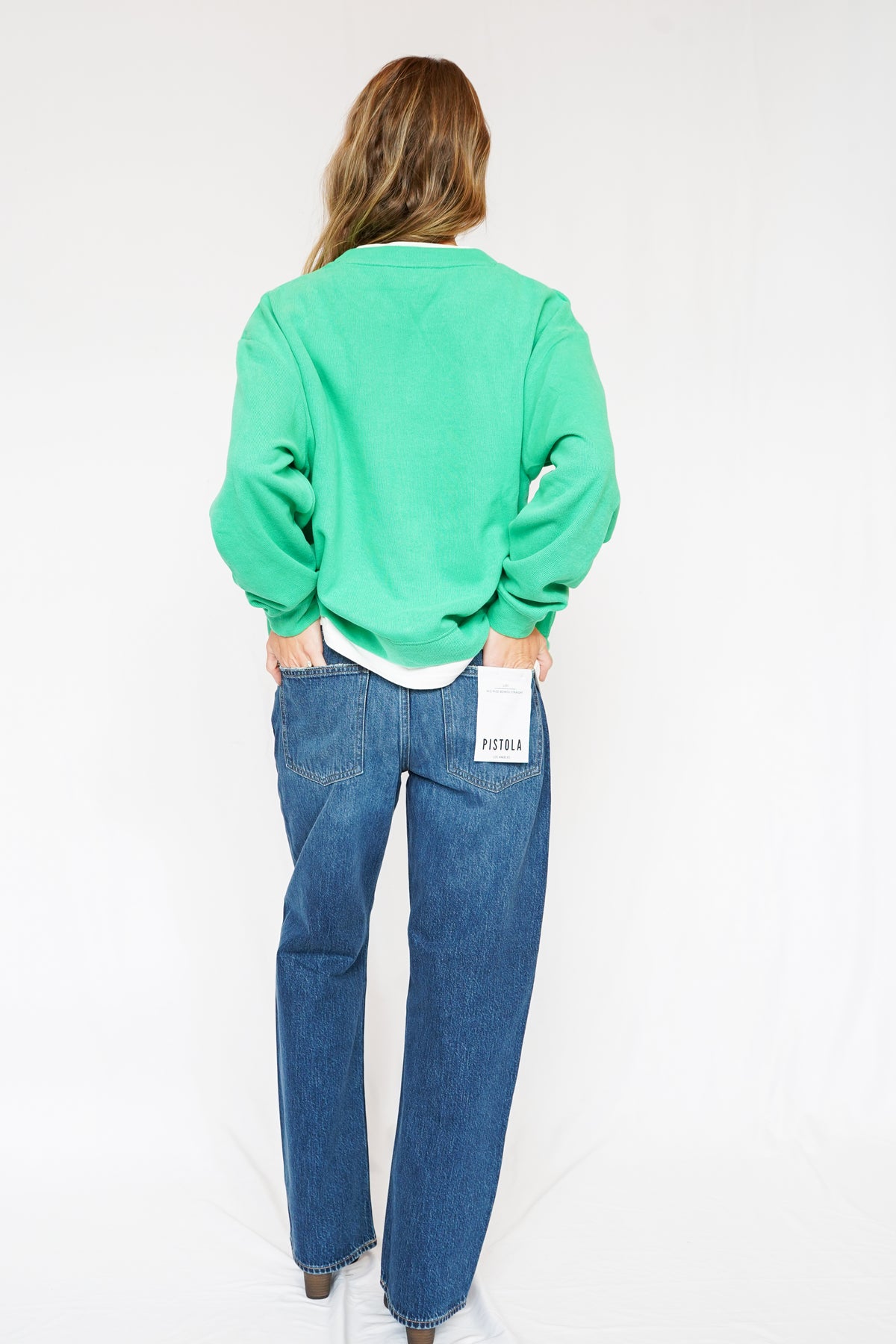 Layered Crewneck Sweatshirt in Varsity Green