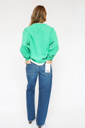 Layered Crewneck Sweatshirt in Varsity Green