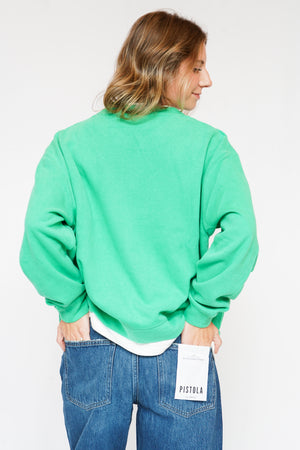 Layered Crewneck Sweatshirt in Varsity Green