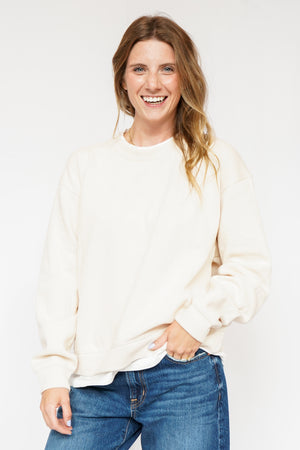 Layered Crewneck Sweatshirt in Cream