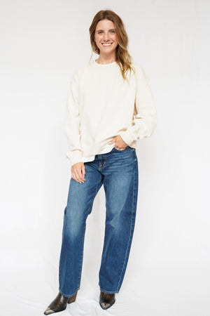Layered Crewneck Sweatshirt in Cream