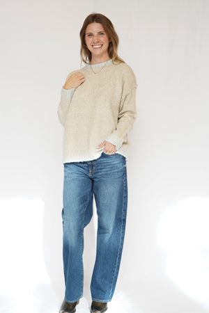 Oversized Stitching Oatmeal Sweater