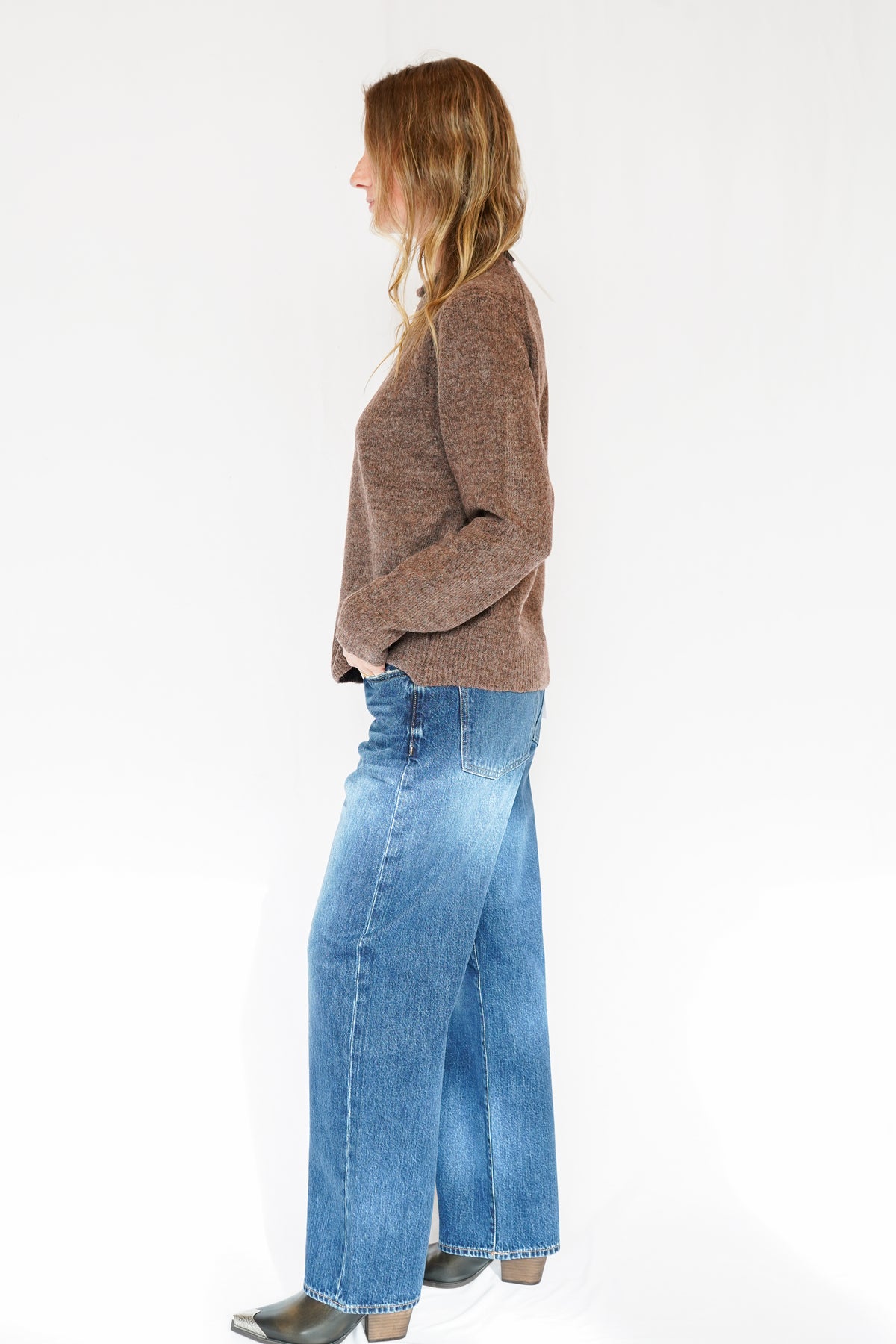 Alex Classic Wool Blend Sweater in Brown