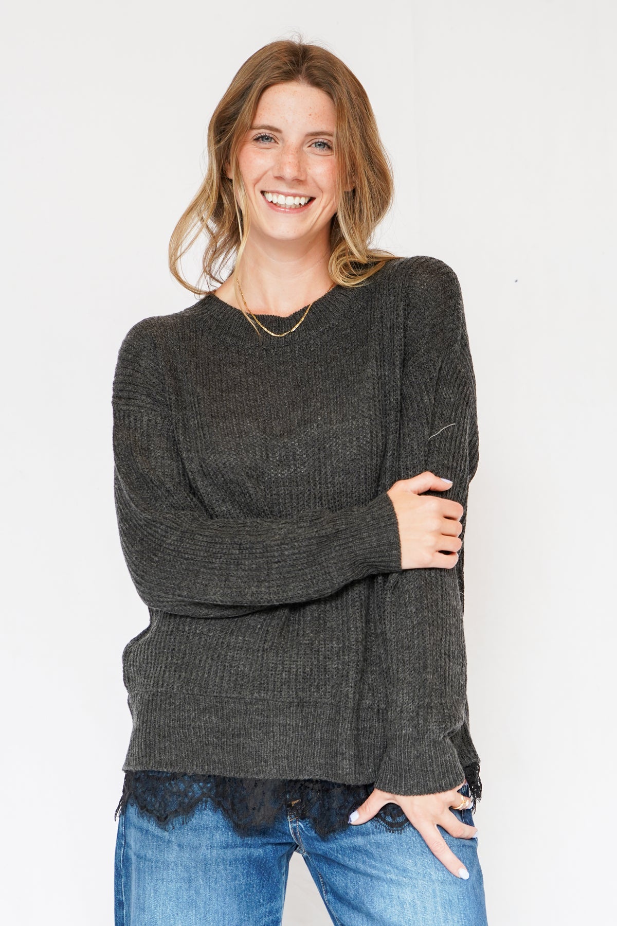 Emma Lace Trim Sweater