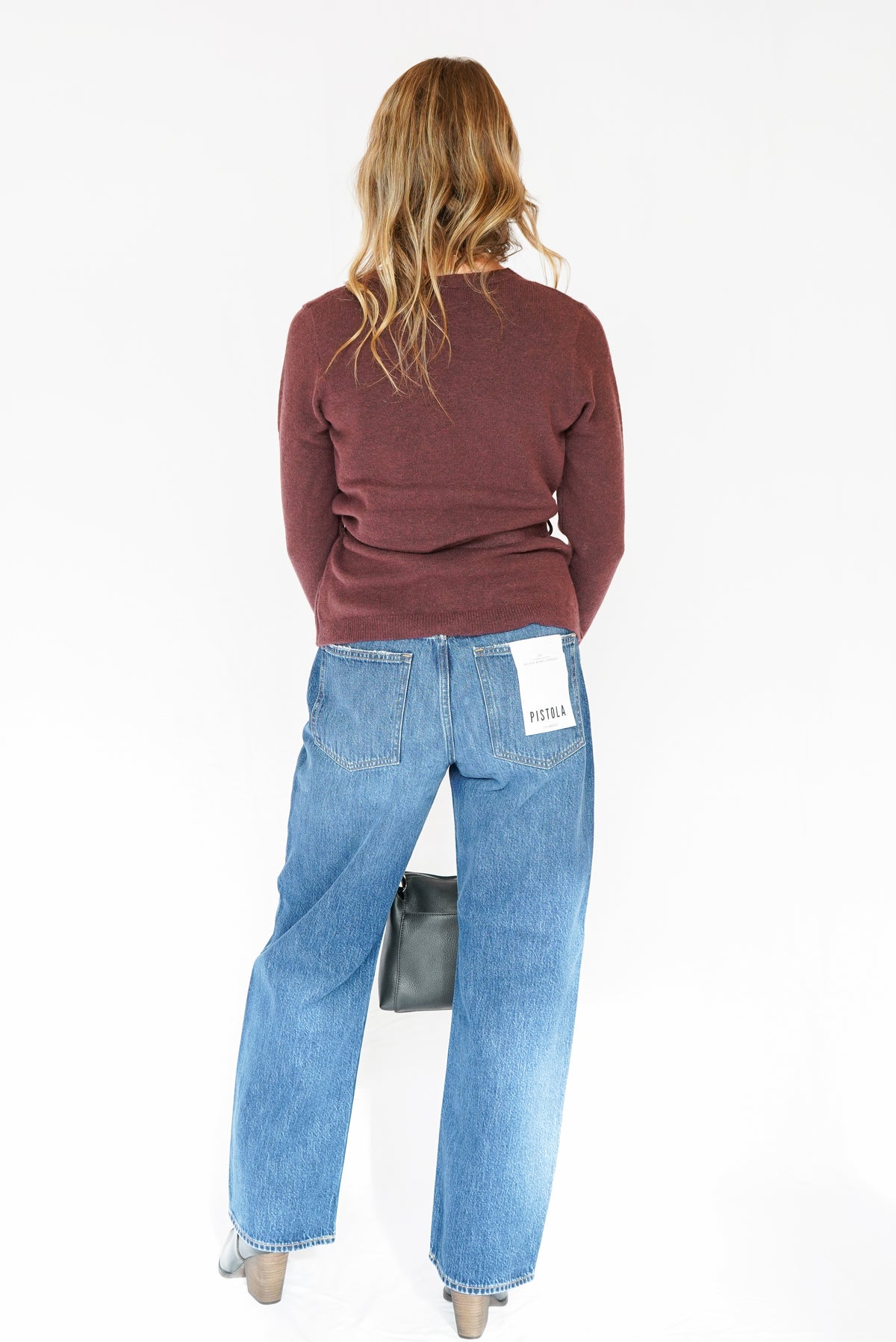 Sutton Wrap Sweater Top w/ Belted Side Tie in Raisin