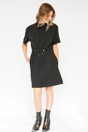 Scuba Cinched Dress in Black