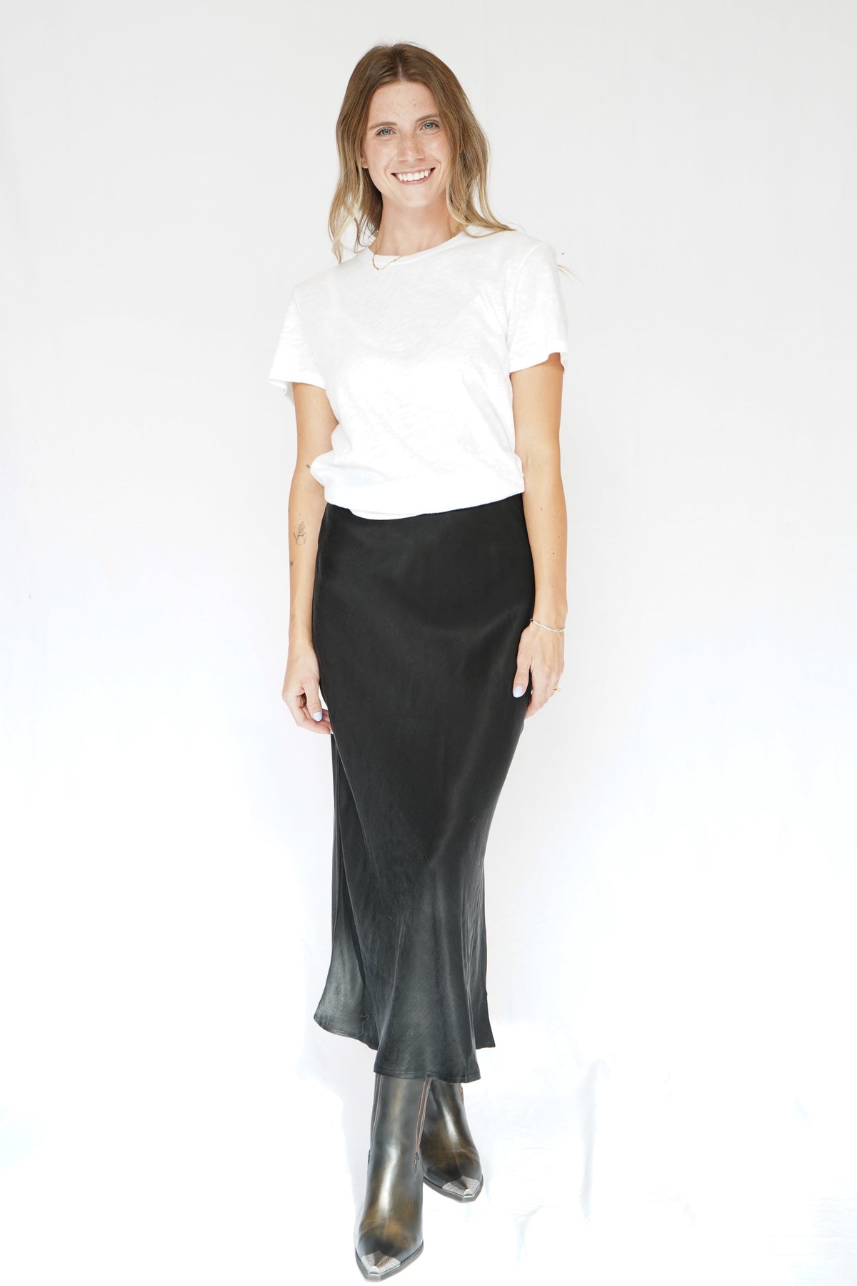 Silky Midi Skirt in Charcoal